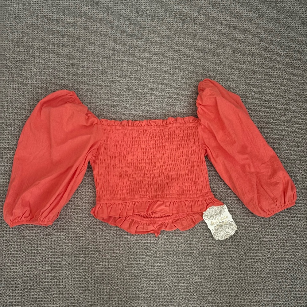 Altared state- Elegant Coral Puff Sleeve Top